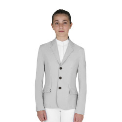 Kinderwedstrijdjas Equestro slim fit met drie knopen Havenmist Wit