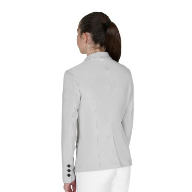 Kinderwedstrijdjas Equestro slim fit met drie knopen Havenmist Wit