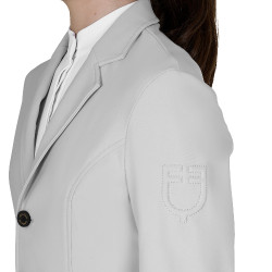 Kinderwedstrijdjas Equestro slim fit met drie knopen Havenmist Wit