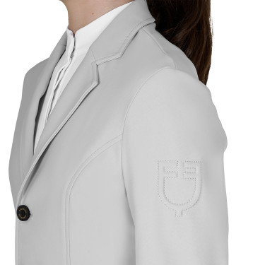 Kinderwedstrijdjas Equestro slim fit met drie knopen Havenmist Wit