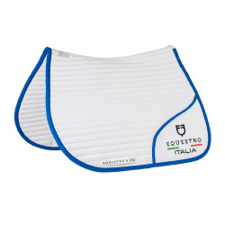 Springzadeldek Equestro x FISE met geborduurd logo Wit / Savoisch blauw