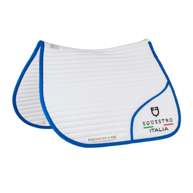 Springzadeldek Equestro x FISE met geborduurd logo Wit / Savoisch blauw