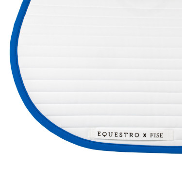 Springzadeldek Equestro x FISE met geborduurd logo Wit / Savoisch blauw