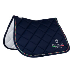Springzadeldek Equestro x FISE met Italiaanse vlagbies Marineblazer Marineblauw