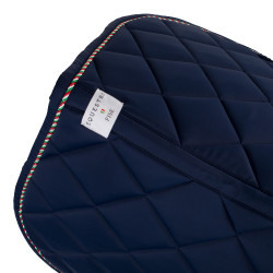 Springzadeldek Equestro x FISE met Italiaanse vlagbies Marineblazer Marineblauw
