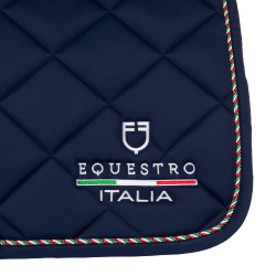 Springzadeldek Equestro x FISE met Italiaanse vlagbies Marineblazer Marineblauw