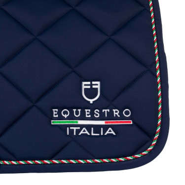 Springzadeldek Equestro x FISE met Italiaanse vlagbies Marineblazer Marineblauw