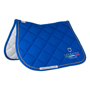 Springzadeldek Equestro x FISE met Italiaanse vlagbies Blauw van Savoye