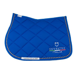 Springzadeldek Equestro x FISE met Italiaanse vlagbies Blauw van Savoye