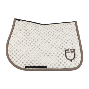 Equestro springzadeldoek met monogramprint Antiek wit / walnoot