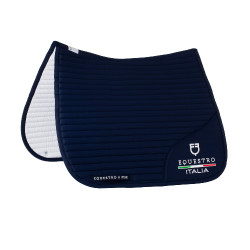 Dressuurzadeldek Equestro x FISE met geborduurd logo Marineblazer Marineblauw