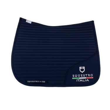 Dressuurzadeldek Equestro x FISE met geborduurd logo Marineblazer Marineblauw