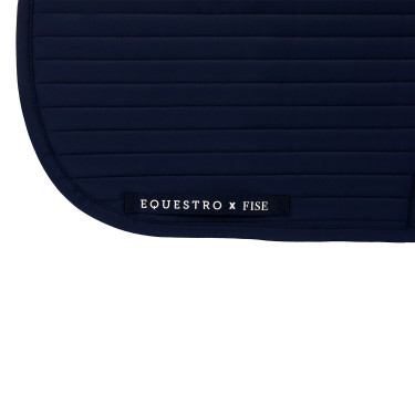 Dressuurzadeldek Equestro x FISE met geborduurd logo Marineblazer Marineblauw