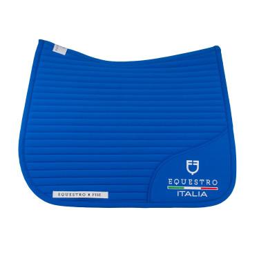 Dressuurzadeldek Equestro x FISE met geborduurd logo Blauw van Savoye Dressuurzadeldek Equestro x FISE met geborduurd logo Blauw van Savoye