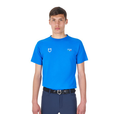 Heren T-shirt Equestro x FISE slim fit met korte mouwen Blauw van Savoye