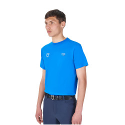Heren T-shirt Equestro x FISE slim fit met korte mouwen Blauw van Savoye
