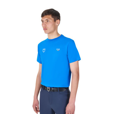 Heren T-shirt Equestro x FISE slim fit met korte mouwen Blauw van Savoye