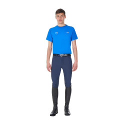 Heren T-shirt Equestro x FISE slim fit met korte mouwen Blauw van Savoye