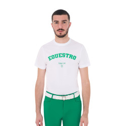 Heren T-shirt Equestro Horse Club van katoen met korte mouwen Wit Heren T-shirt Equestro Horse Club van katoen met korte mouwen Wit