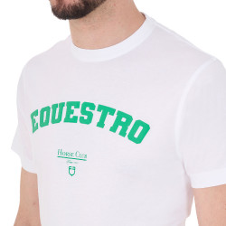 Heren T-shirt Equestro Horse Club van katoen met korte mouwen Wit Heren T-shirt Equestro Horse Club van katoen met korte mouwen Wit