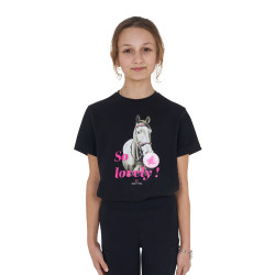 Meisjes T-shirt Equestro So Lovely van katoen met korte mouwen Zwart Meisjes T-shirt Equestro So Lovely van katoen met korte mouwen Zwart