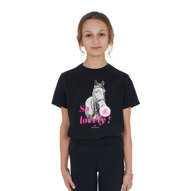 Meisjes T-shirt Equestro So Lovely van katoen met korte mouwen Zwart Meisjes T-shirt Equestro So Lovely van katoen met korte mouwen Zwart