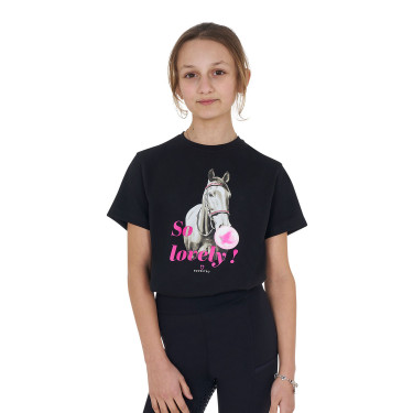 Meisjes T-shirt Equestro So Lovely van katoen met korte mouwen Zwart Meisjes T-shirt Equestro So Lovely van katoen met korte mouwen Zwart
