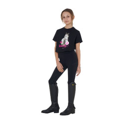 Meisjes T-shirt Equestro So Lovely van katoen met korte mouwen Zwart Meisjes T-shirt Equestro So Lovely van katoen met korte mouwen Zwart
