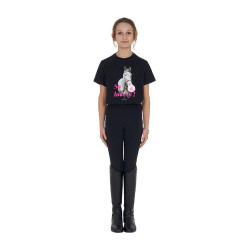 Meisjes T-shirt Equestro So Lovely van katoen met korte mouwen Zwart Meisjes T-shirt Equestro So Lovely van katoen met korte mouwen Zwart