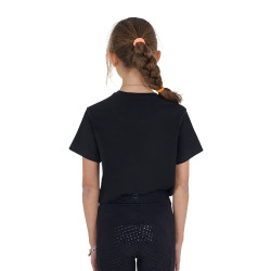 Meisjes T-shirt Equestro Ready To The Party van katoen met strass, korte mouwen Zwart
