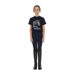 Meisjes T-shirt Equestro Ready To The Party van katoen met strass, korte mouwen Marine Marineblauw Meisjes T-shirt Equestro Ready To The Party van katoen met strass, korte mouwen Marine Marineblauw