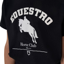 Meisjes-T-shirt Equestro Jumping Horse Club katoen korte mouwen Zwart