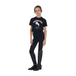 Meisjes-T-shirt Equestro Jumping Horse Club katoen korte mouwen Zwart