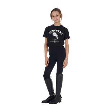 Meisjes-T-shirt Equestro Jumping Horse Club katoen korte mouwen Zwart