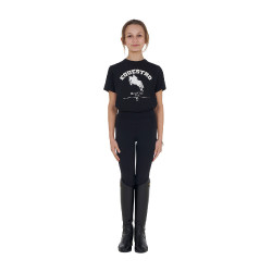 Meisjes-T-shirt Equestro Jumping Horse Club katoen korte mouwen Zwart
