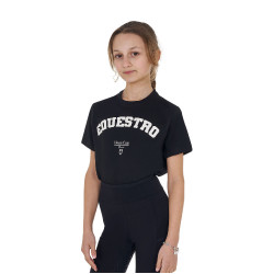 T-shirt meisje Equestro Horse Club katoen korte mouwen Zwart
