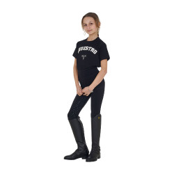T-shirt meisje Equestro Horse Club katoen korte mouwen Zwart