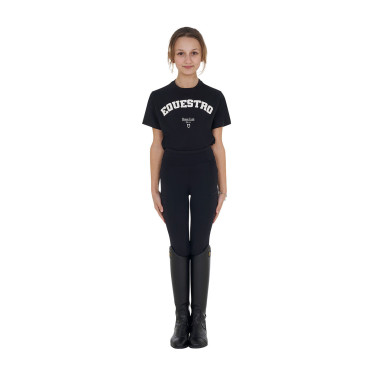 T-shirt meisje Equestro Horse Club katoen korte mouwen Zwart