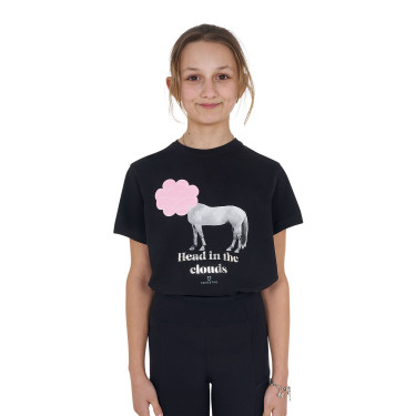Meisjes T-shirt Equestro Head In The Clouds van katoen met korte mouwen Zwart Meisjes T-shirt Equestro Head In The Clouds van katoen met korte mouwen Zwart
