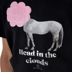 Meisjes T-shirt Equestro Head In The Clouds van katoen met korte mouwen Zwart Meisjes T-shirt Equestro Head In The Clouds van katoen met korte mouwen Zwart