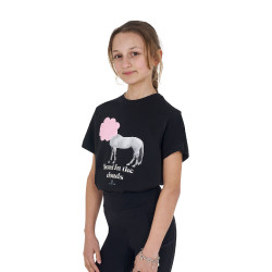 Meisjes T-shirt Equestro Head In The Clouds van katoen met korte mouwen Zwart Meisjes T-shirt Equestro Head In The Clouds van katoen met korte mouwen Zwart