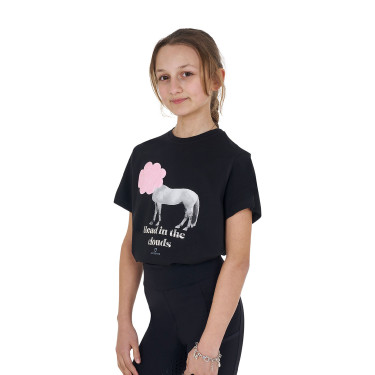 Meisjes T-shirt Equestro Head In The Clouds van katoen met korte mouwen Zwart Meisjes T-shirt Equestro Head In The Clouds van katoen met korte mouwen Zwart