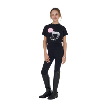Meisjes T-shirt Equestro Head In The Clouds van katoen met korte mouwen Zwart Meisjes T-shirt Equestro Head In The Clouds van katoen met korte mouwen Zwart