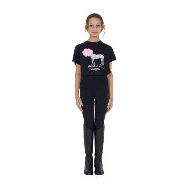 Meisjes T-shirt Equestro Head In The Clouds van katoen met korte mouwen Zwart Meisjes T-shirt Equestro Head In The Clouds van katoen met korte mouwen Zwart