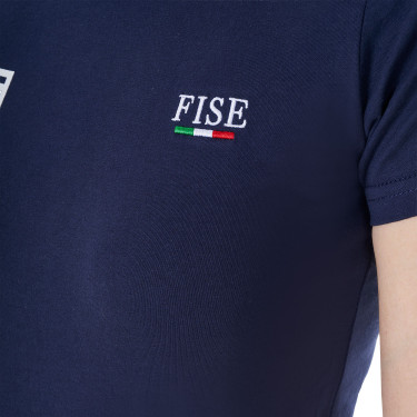 Dames T-shirt Equestro x FISE slim fit met korte mouwen Marineblazer Marineblauw