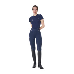 Dames T-shirt Equestro x FISE slim fit met korte mouwen Marineblazer Marineblauw