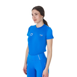 Dames T-shirt Equestro x FISE slim fit met korte mouwen Blauw van Savoye