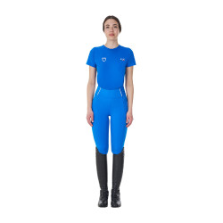 Dames T-shirt Equestro x FISE slim fit met korte mouwen Blauw van Savoye