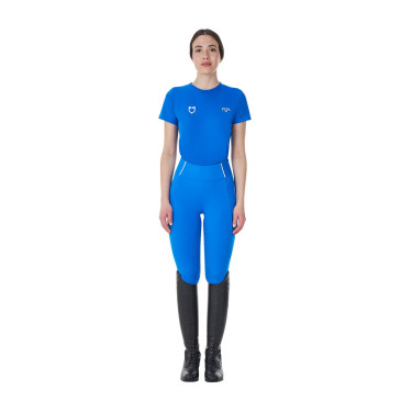 Dames T-shirt Equestro x FISE slim fit met korte mouwen Blauw van Savoye