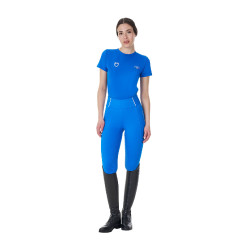 Dames T-shirt Equestro x FISE slim fit met korte mouwen Blauw van Savoye